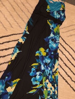 Sandra Darren Floral Dress with Black Trim